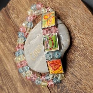 B2835 cottagecore religious pastel crystal garden bracelet